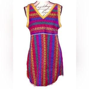 🦋Unique Hippie Boho Bright Patchwork Pom Pom Tunic